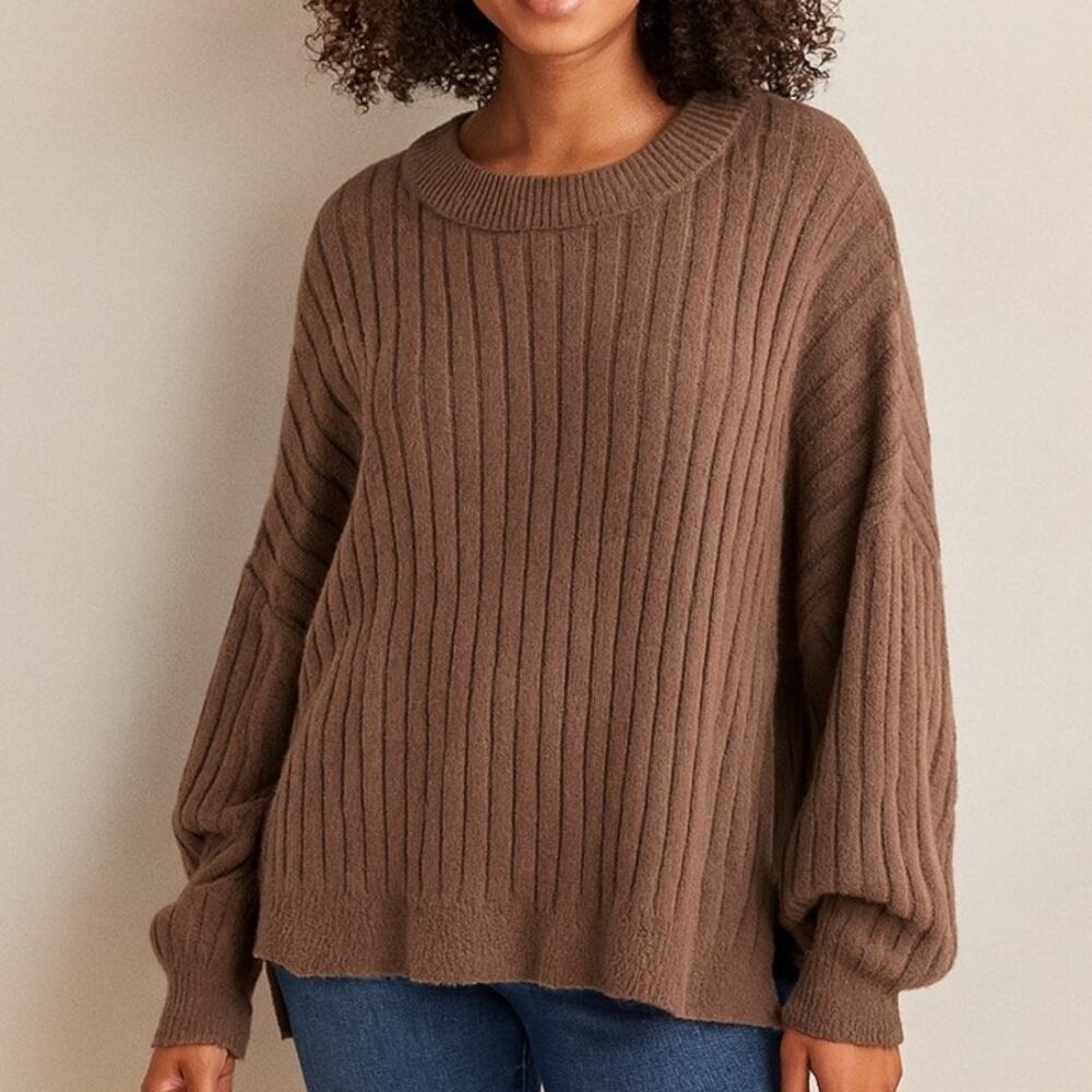 Aerie Buttercream Crew Sweater Brown